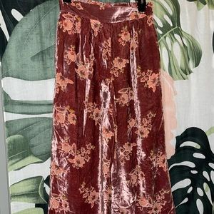 Anthropologie velvet burnt out flower pants